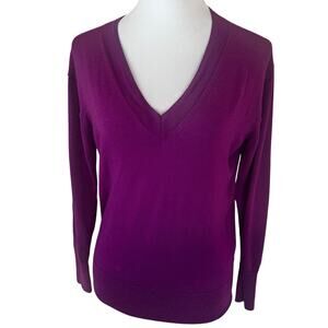 J.Crew | 100% Merino Wool Sweater | Women’s Small Purple V-Neck Long Sleeve